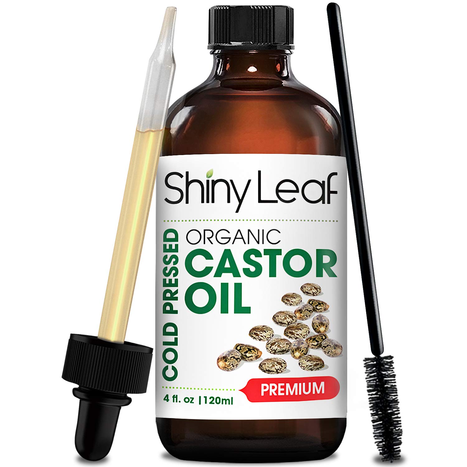 Shiny Leaf  Castor Oil For Hair Growth And Eyelashes, Prevents Hair Breakage & Fall, Thickens Eyelashes, Natural Moisturizer - Promotes Skin And Scalp : Pure, Cold Pressed 120ml