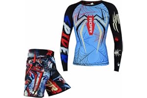 ROAR-INT MMA Rash Guard & BJJ Shorts Set Kids Fight Training Grappling Wear Jiu Jitsu Gi Trunks Outfit Set
