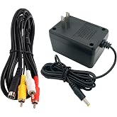 CUENSTOP Power Supply and AV Cable for Genesis 2 3, AC Power Adapter and Audio Video RCA AV Cable Compatible with SEGA Genesis 2 3 Console