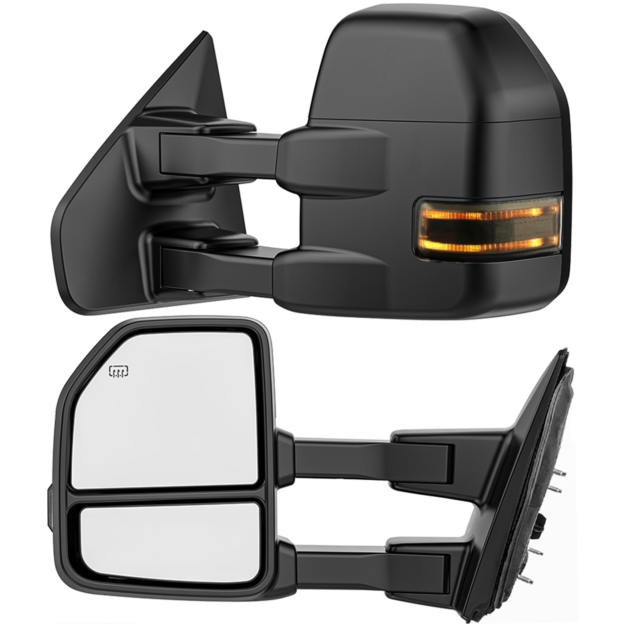 Photo 1 of WHALEMOTOR Smoked Power Heated Tow Mirrors Compatible with 2004-2014 Ford F150 F-150 Pickup Truck, Extended Trailer Towing Side Mirrors with Sequential Turn Signal & LED Puddle Light