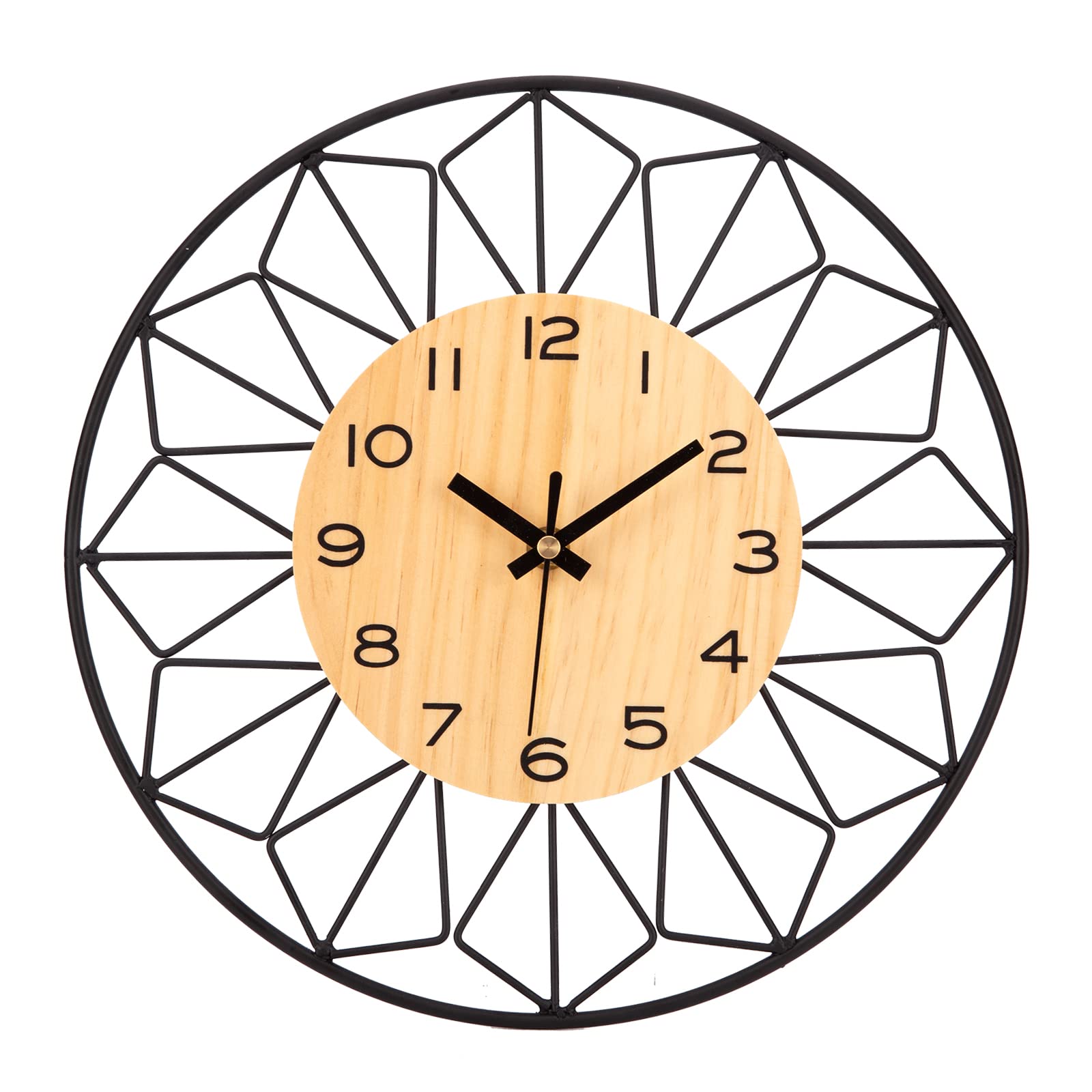 VIVILINEN Vintage Wall Clock Metal Wooden 30cm Wall Clock Non-ticking Slient Clock for Bedroom Living Room Kitchen Office