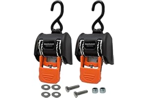CargoBuckle G3 Bolt On Retractable Ratchet Straps Heavy Duty, 3,500 lbs Break Strength, 2-Inch x 6-Feet Automotive Tie-Downs for Trucks, Cargo Trailer Straps for ATV & SxS, 2-Pack