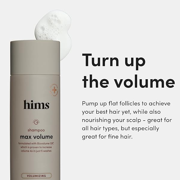 HIMS MAX VOLUME SHAMPOO – VOLUMIZING NATURAL SHAMPOO FOR MEN WITH BIOTIN – ADDS VOLUME, SHINE & BOUNCE – CITRUS SPICE – 6.4 FL OZ