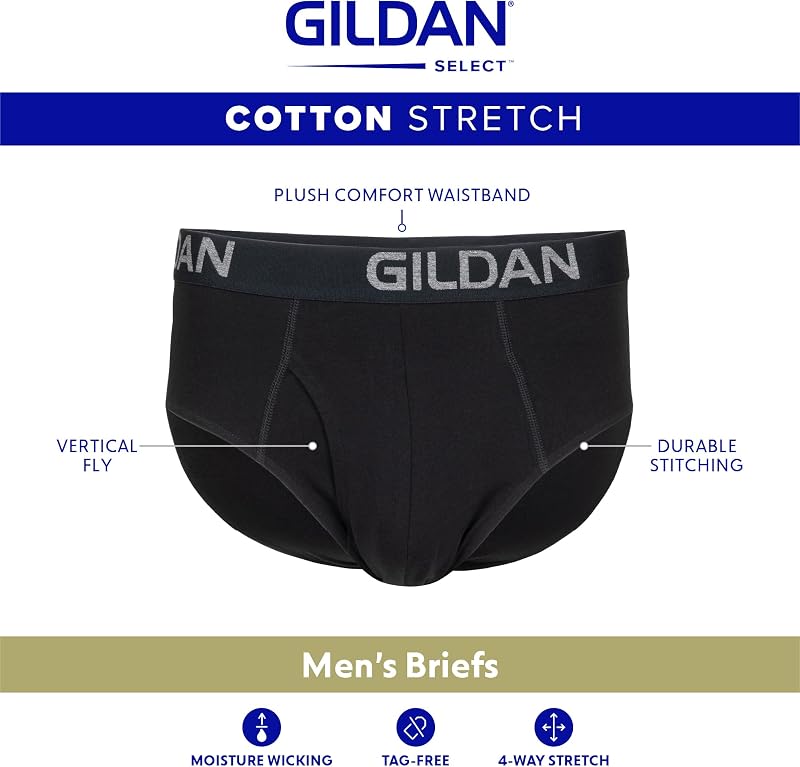 Lot de 5 Slips en Coton Extensible pour Homme, Large