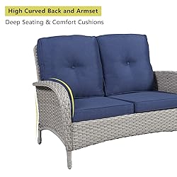 HUMMUH 4-Piece Patio Furniture Wicker Outdoor