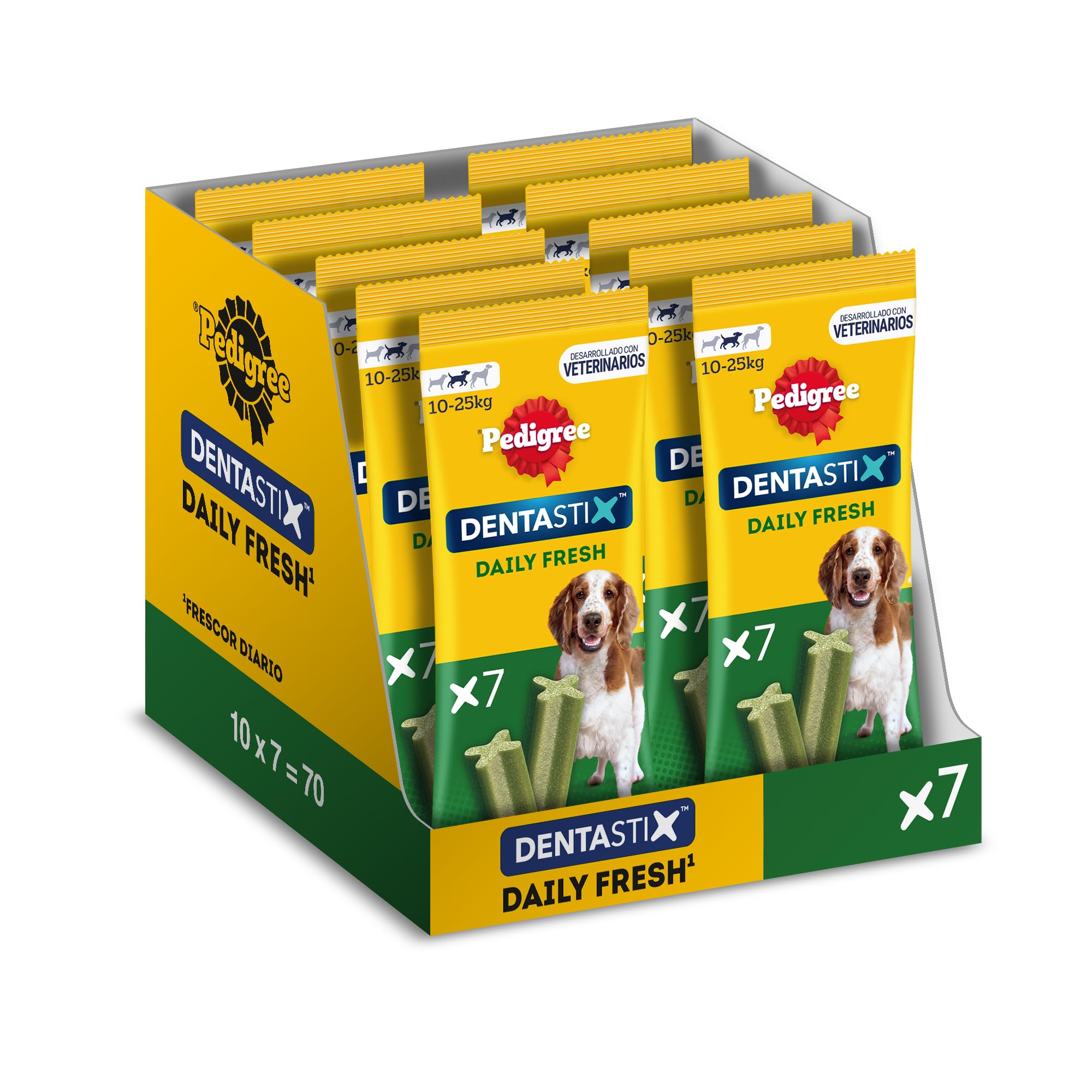 Pedigree C and T Dentastix Fresh Medium Dog 10-25 Kg (Pack of 10, Total 70 Sticks)