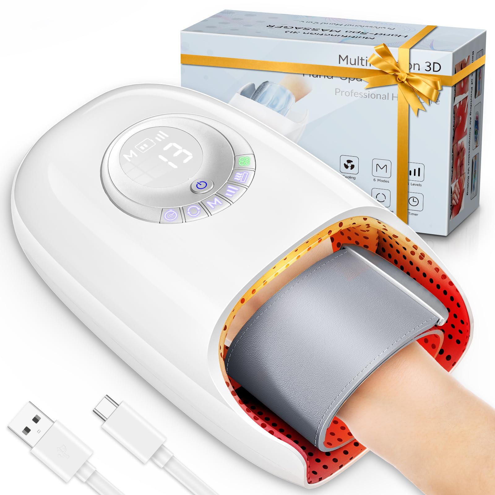 Photo 1 of SKRFORM Hand Massager with Heat and Compression, Hand Massage for Arthritis and Carpal Tunnel Relief, 6 Modes Pressure Point Therapy, Blowing Wrist Massager, Finger & Palm Kneading, Gifts for Mom Dad
