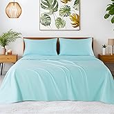 SONORO KATE 100% Egyptian Cotton Sheets - 1200 Thread Count, Luxury & Cooling Hotel Cotton Bed Sheets Set 4 Piece, Sateen Weave for Soft Feel, Fits Upto 16" Mattress (Spa Blue, King)