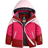GEMYSE Girls Winter Coat Waterproof Windproof Girls Ski Jacket with Hood Kids Quilted Outerwear