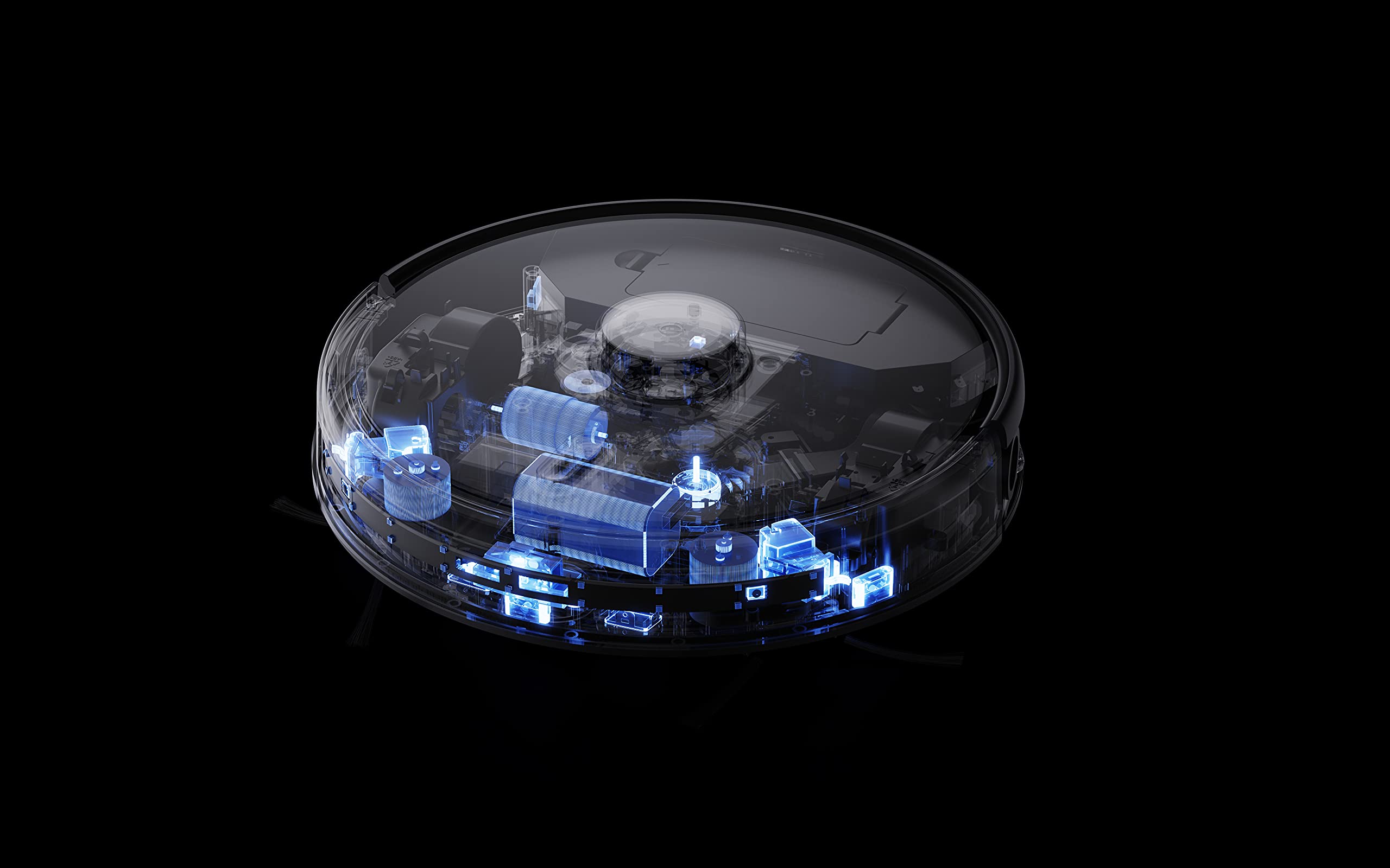 Robot vacuum mopping a floor