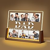 Fathers Day Christmas Personalized Gifts For Dad From Daughter Son Wife, Custom Picture Frame Acrylic Plaque Night Light With Photo Name, Customized Dad Birthday Gifts For Papa Grandpa Husband