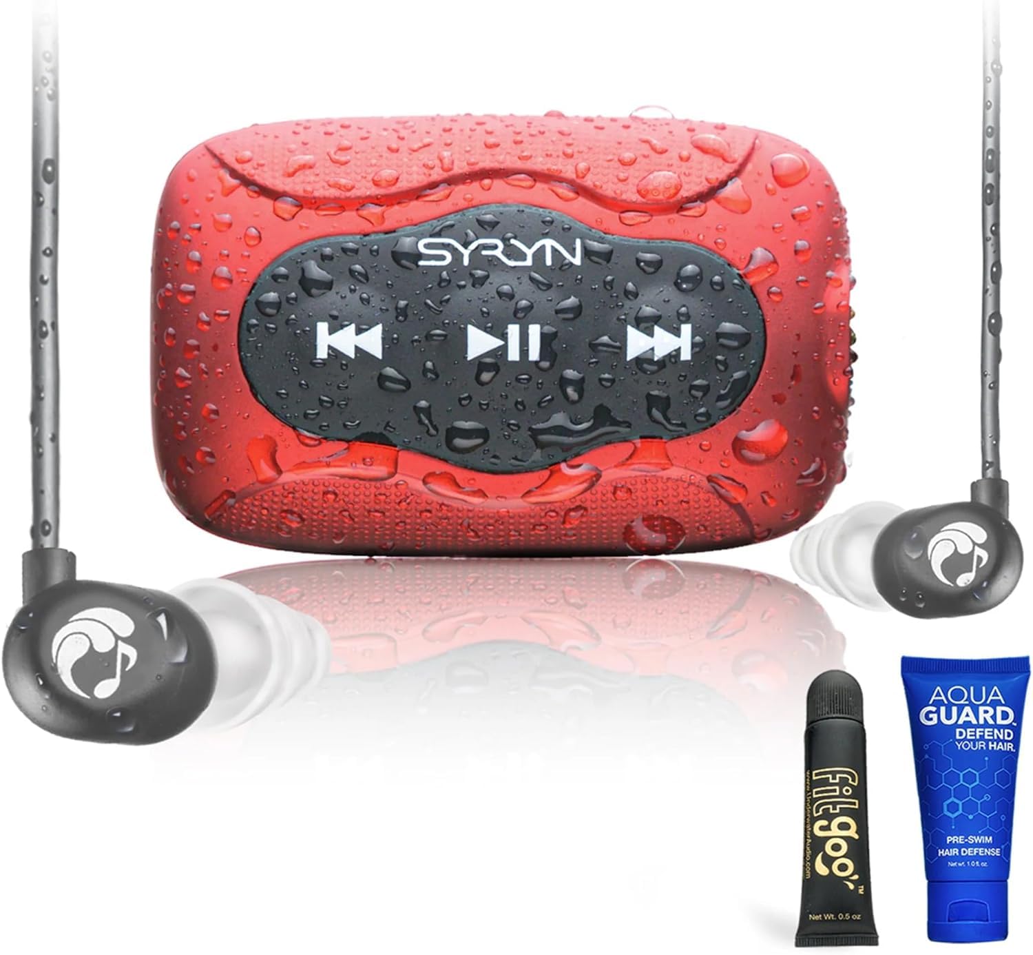 Swimbuds Fit Waterproof Headphones and 8 GB SYRYN waterproof MP3 player with shuffle feature …