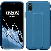 kwmobile Case Compatible with Apple iPhone XR - Case with Hand Strap and Stand Soft TPU Silicone Coating - Caribbean Blue