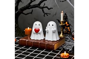 Halloween Ghost Figurine Decor- 2Packs Funny Halloween Centerpieces Ghost Statue,Cute Spooky Ghost Figurine Hallowee Sculptur