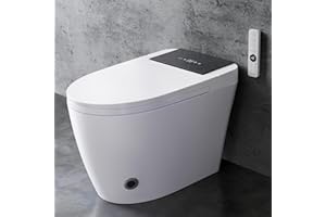 Loniko Smart Toilet with Built-In Bidet, Heated Seat & Dual Auto Flush, Foot Sensor, Tankless One-Piece Electric Toilet with Warm Water Wash, Air Dryer, LED Display & 1000g Powerful Flush, 1.28GPF