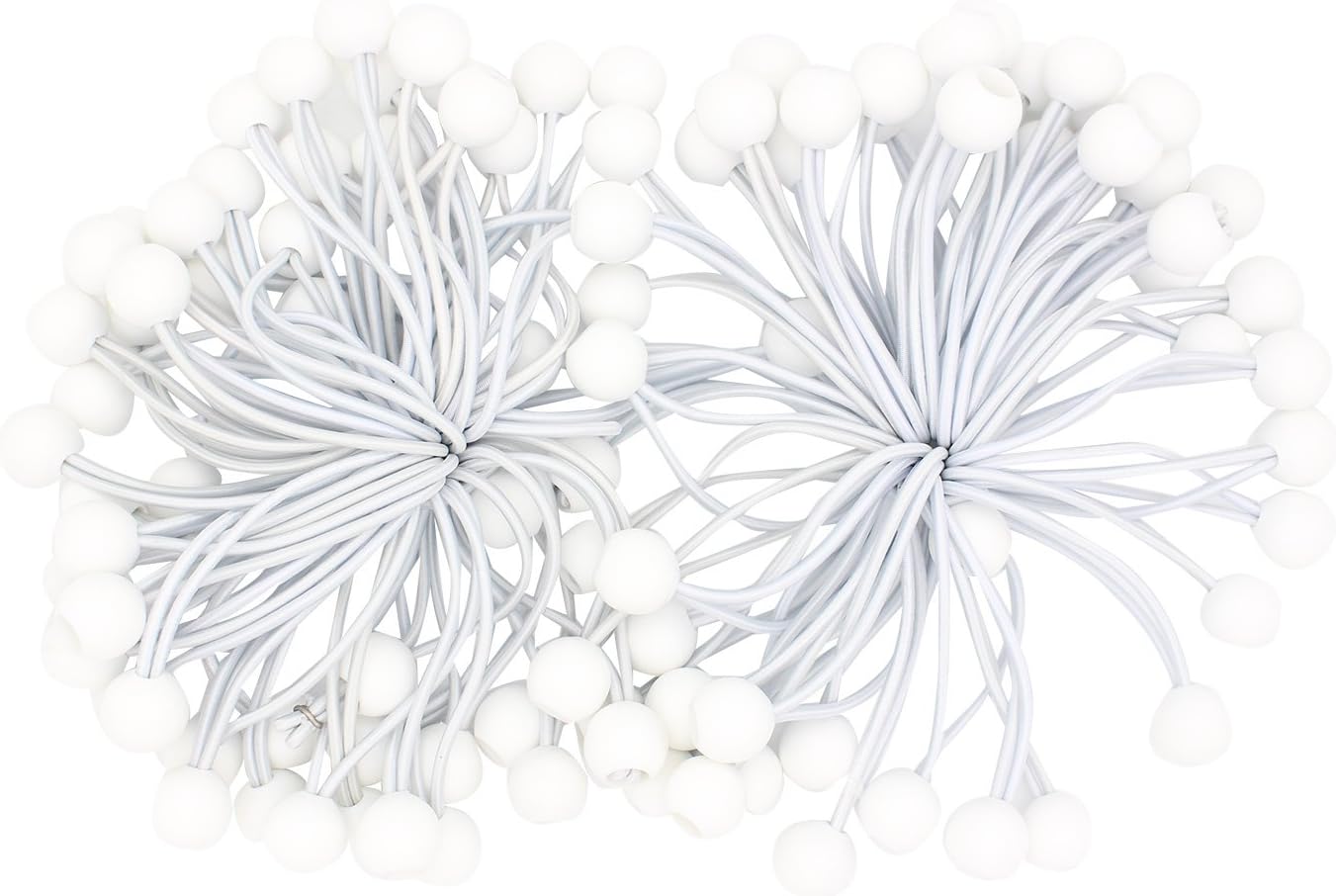 Comtops Heavy Duty 6" 100 PC Ball Bungee Canopy Tarp Tie Down Cord White Color Bonus 6 PK Mini Bungee Cord - - 