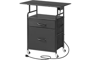 HOOBRO Printer Stand, Printer Table on Wheels, Storage Cart with 2 Drawers, Movable Printer Holder, for Office, Living Room, 