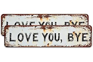 2 Pcs Love You Bye Sign above Door, Vintage Metal Home Wall Decor, Express Love and Warm Sign with Stickers Screws & Wall Anc