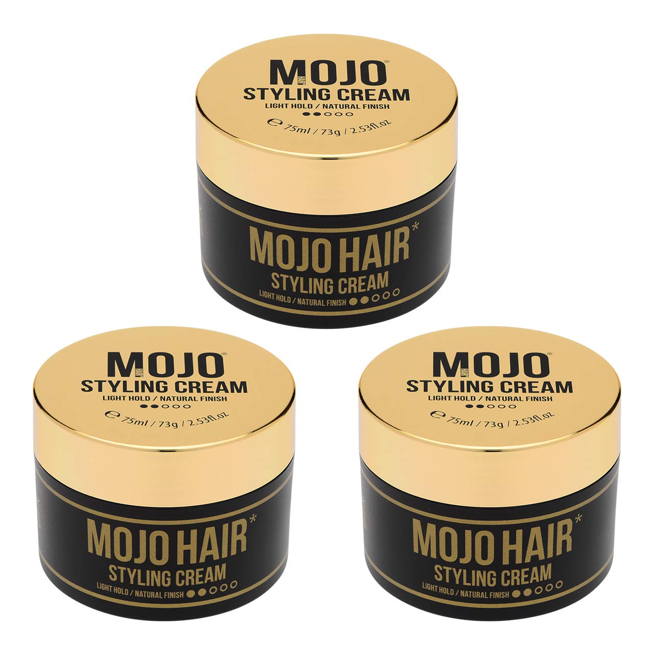 MOJO Hair Mens Styling Cream 3PK, Styling Cream Men For All Hair Styles, Restyle Over & Over, Men’s Hair Products For Everyday Use, Light Hold Hair Styling Cream , 3x 75ml/64g