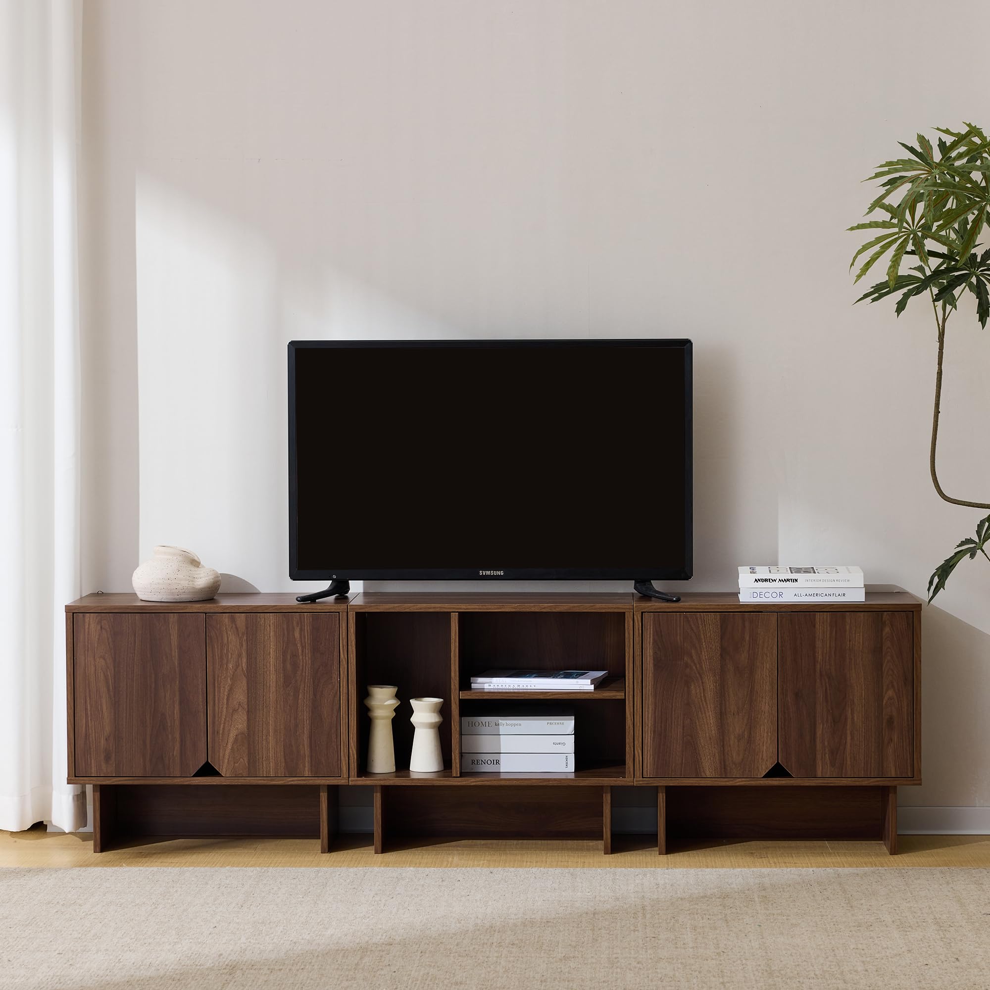 Photo 1 of Modular TV Stand for 70-Inch TV, Also Used as Storage Sideboard,Bookcase,3pcs End Table,Nightstand,Buffet Cabinets with Adjustable Shelf,Coffee Table for Living Room, Dining Room,Bedroom,Walnut