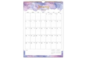 INDEME 2026 Calendar - 2026 Wall Calendar - Large Calendar 2026, 12" x 17", Jan 2026 - Dec 2026, Twin-Wire Binding, Hanging Hook, Blocks and Julian Dates - Colorful Waterink