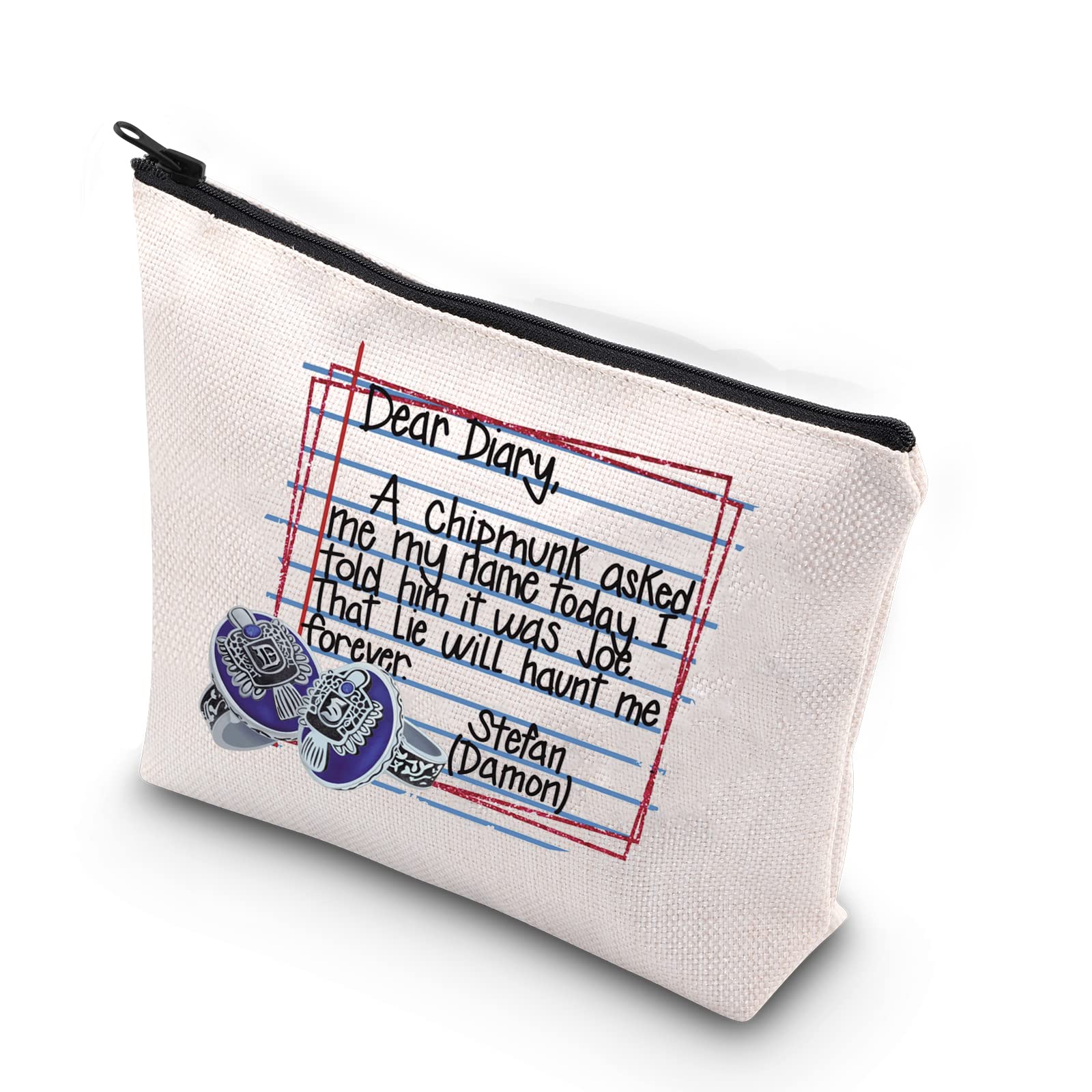 Vampire Damon Gift Salvatore Brothers Vampire Fans Gift Vampire Fandom Zipper Cosmetic Bag (Dear Diary UK)