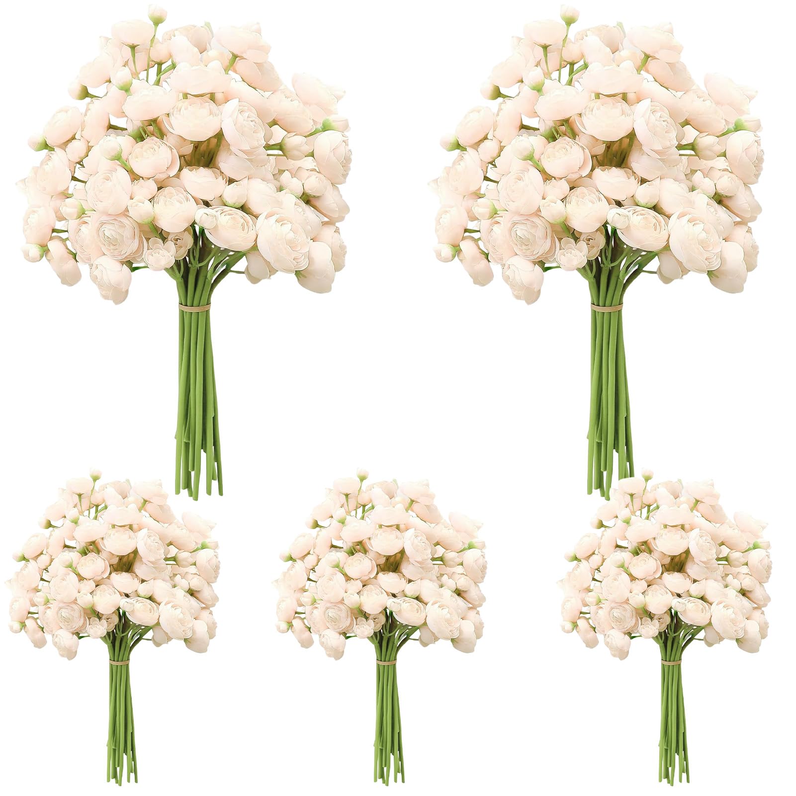 Photo 1 of Ovveroche 5 Bouquets Cream Ranunculus Artificial Flowers, 30 Pcs Silk Mini Faux Ranunculus Bouquet for Wedding, Bridal Shower, Centerpieces, and DIY Decorations