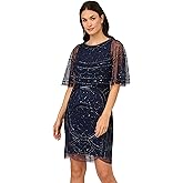 Adrianna Papell Womens Bead Mesh Popover Dress