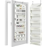 HOMELUX THEORY UPGRADED 6 Tiers Over The Door Organizer Hanging - 100D EXTRA THICK & 50lbs HUGE CAPACITY, 12 Side Mesh Pockets Over The Door Shoe Organizer, Hanging Closet Organizer (Ivory, 1pc)