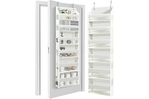 HOMELUX THEORY UPGRADED Over The Door Organizer Hanging - 100D EXTRA THICK & 50lbs HUGE CAPACITY 6 Large Front & 12 Side Pockets, Over The Door Shoe Organizer, Hanging Closet Organizer (Ivory, 1pc)