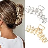 BARTOSI Star Claw Clips Gold Metal Hair Clips Large Hair Jaw Clamps Fashion Hair Accessories for Women and Girls (Pack of 2)