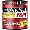 Waterproof Tape 4 Inch x 10 FT, Seal Tape Black - Heavy Duty Leak Repair for Roof, Pipe, Boat, Hose & Outdoor Emergency Fix -