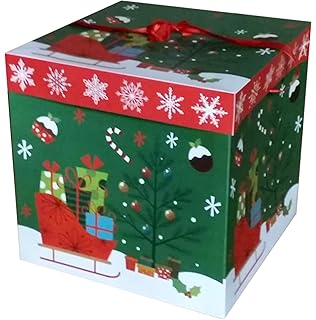Large Premium Christmas Eve Gift Box Lid Ribbon Handles Xmas