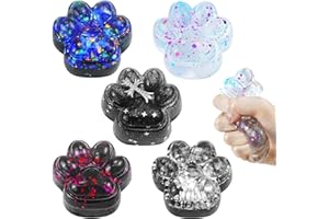 Gytera Cat Paw Squishies Fidget Toys Adults, Sticky Cute Squeeze Sensory Toys for Autism and Stress Relief, Stress Balls for Kids Birthday Gift for Boys and Girls(5 Packs Shiny)