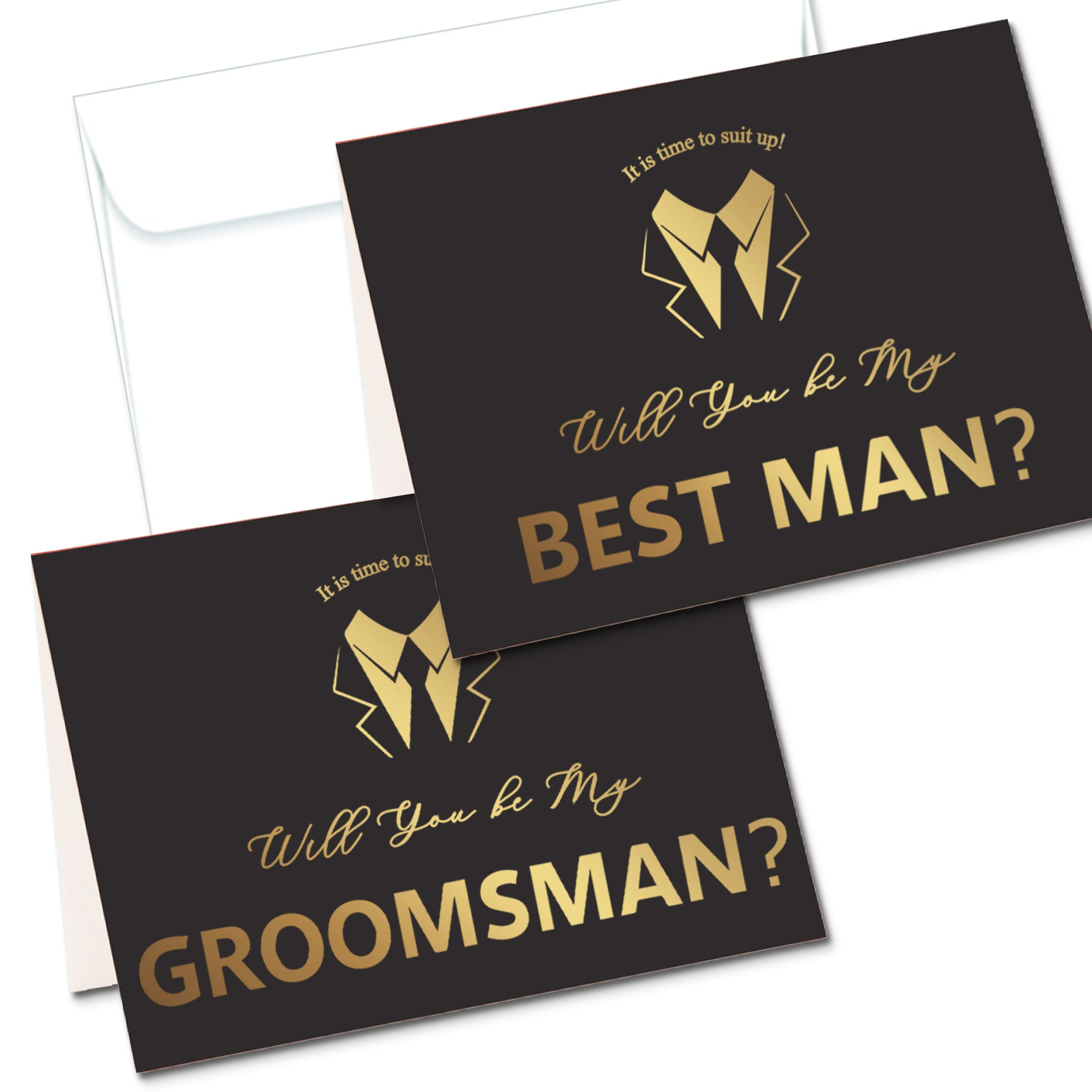 LADY & HOME Best Man Proposal Cards 6 Will You Be My Groomsman and 2 Will You Be My Best Man Cards with 8 white Envelopes(Black-Bold)