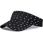 Shiny Rhinestones Sport Sun Visor for Women Sparkle Sun Visor Hat Summer Adjustable Sun Cap