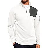 Yousify Mens Quarter Zip Sweatshirt Long Sleeve Mock Neck Casual Pullover Polo Golf Shirts with Pocket