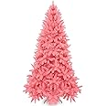 Soulty Artificial Pink Christmas Tree 6ft - Unlit Premium Hinged Full Classic Spruce Colorful Xmas Tree with 1176 PVC Tips & Foldable Metal Stand -Easy Assembly Holiday Party Decor for Home and Office