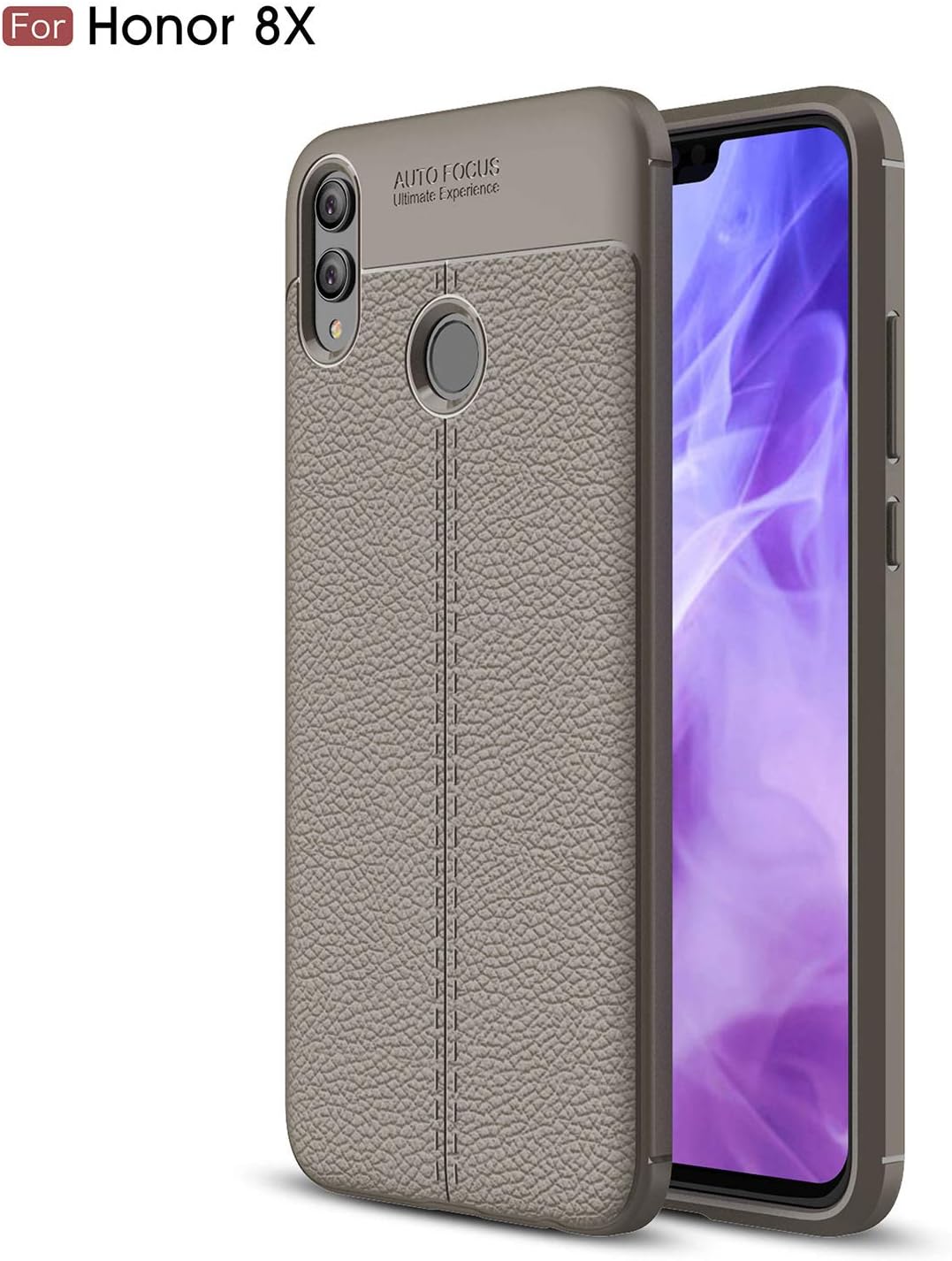 CruzerLite Honor 8X Case, Flexible Slim Case with Leather Texture Grip Pattern and Shock Absorption TPU Cover for Huawei Honor 8X (Gray)