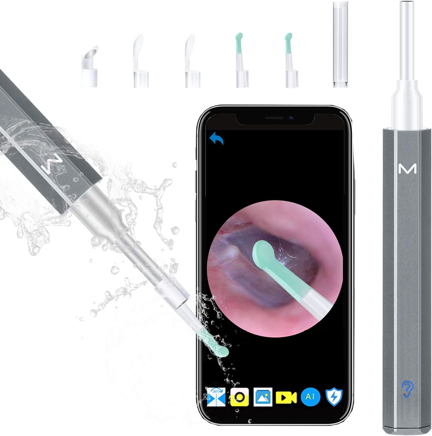 Amazon Com Manwe Ear Wax Removal 3 5mm Visual Wireless Otoscope Earwax Removal Tool 1080p Hd Wifi Ear Endoscope With 6 Led Lights For Iphone Ipad Android Phones Ear Cleaner With Camera For Adults