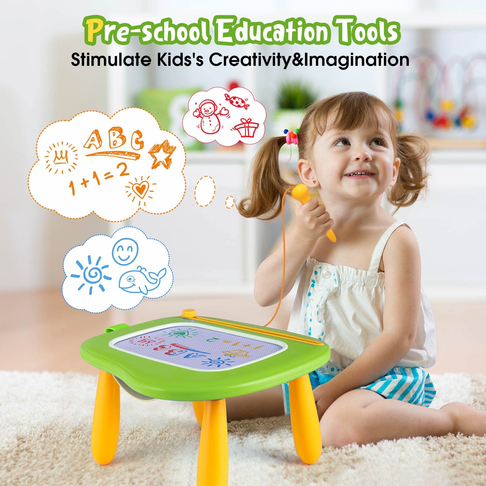 Smasiagon Toddler Toys Age 1-2 Year Old Boys Girls, Magnetic Drawing Doodle Board Pad Educational Learning Toys for 1 2 3 Year Old Boys Girls Gifts Birthday Party (Green)