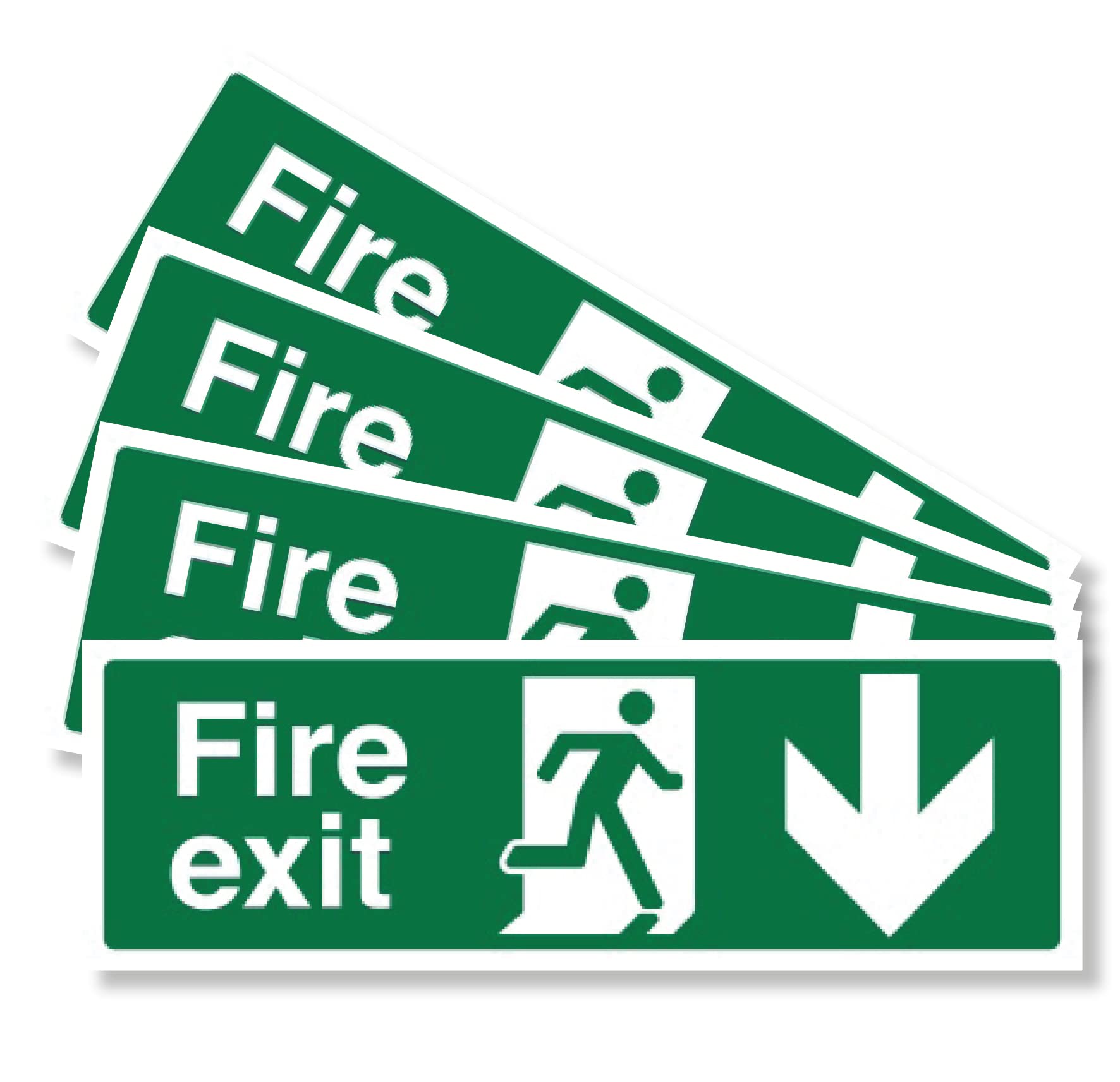 Punkcards - 4 x Fire Exit Sign - Emergency Exit Signs - Safety Sign - Warning Sign - Fire Safety Signs - 450mm x 150mm 3mm Foamex - Outdoor or Indoor Use - Manufactured in UK