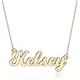 Ursteel Custom Name Necklace Personalized, 14K Gold Plated Personalized Name Necklace Dainty Name Plate Necklace Jewelry Personalized Gifts for Women