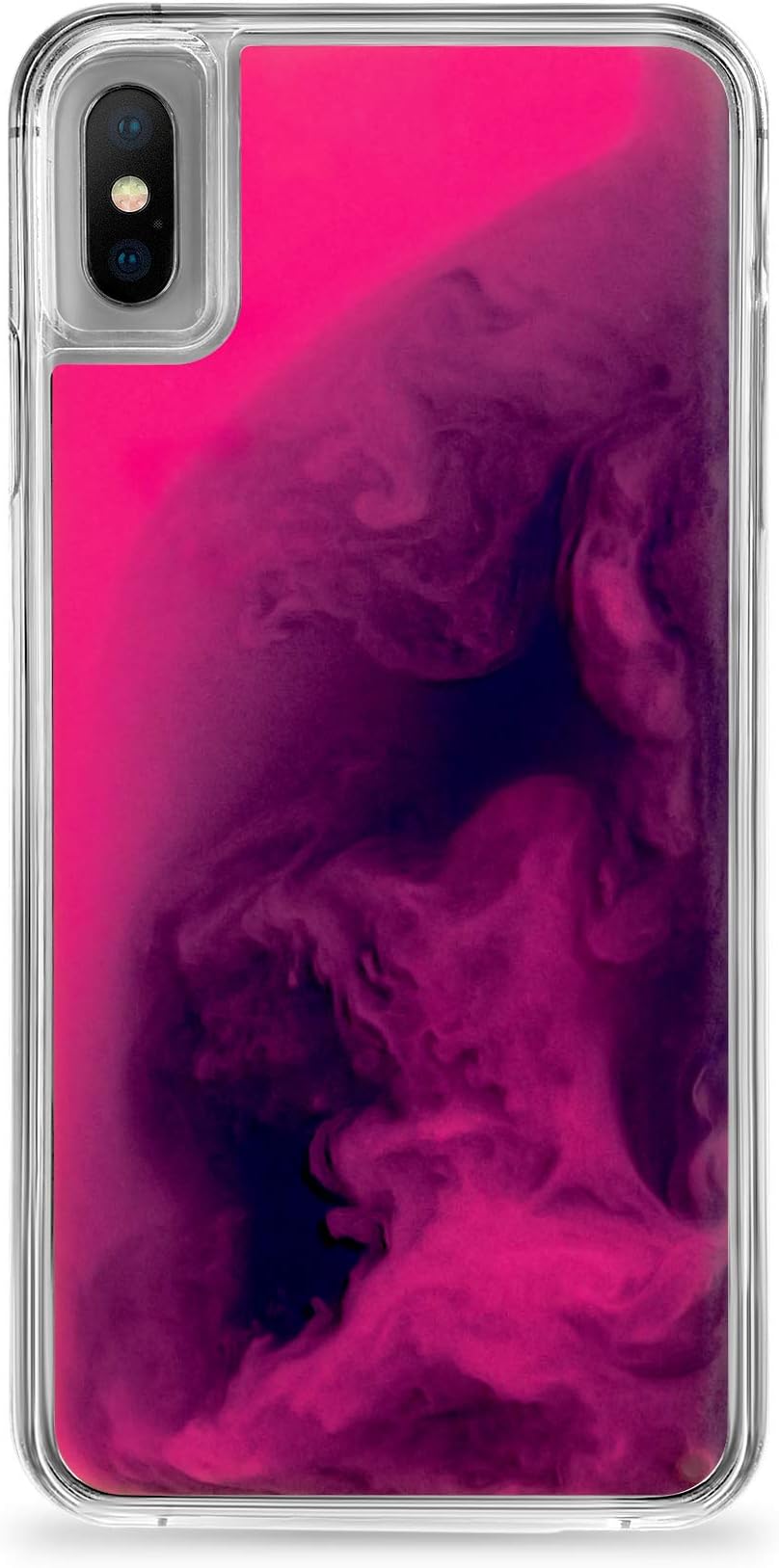 iWolf - iPhone XR Case - Waterfall Effect - Liquid Fluorescent Neon Sand - Protective Case - Blueberry Hot Pink
