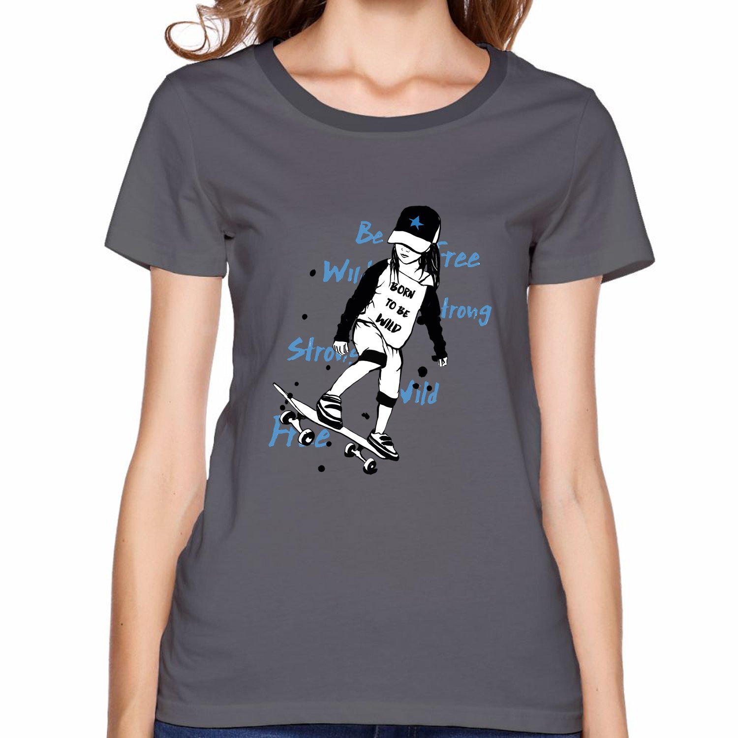 Little Girl Love Skateboard Graphic T Shirts Casual Short Tee Kinihax