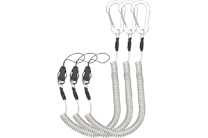 PATIKIL Coiled Lanyards with Buckle Retractable Safety Ring and Quick Release Detachable Buckle for Fishing Equipment