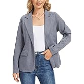 LADI TREND Women's Blazer Long Sleeve Lapel Button Jersey Knit Blazers Casual Work Office Suit Jacket with Pockets