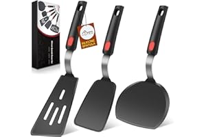 Hotec Silicone Spatula Turner for Nonstick Cookware, Flexible 600F Heat Resistant, Ideal for Flipping Eggs, Burgers, Pancakes