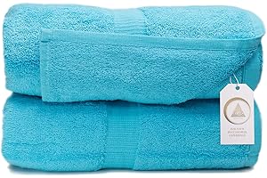 ZENITH LUXURY TOWEL Zenith Luxury Bath Sheets Towels for adults - Extra Large 40X70 Inch, 600 GSM, Oversized Bath Towel, Bath Sheets, XL towel 100% Cotton. (2 Pieces of Bath Sheet, Aqua)