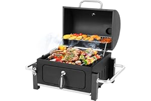 Portable Charcoal Grill, Tabletop Outdoor Barbecue Smoker, Small BBQ Grill for Outdoor Cooking Backyard Camping Picnics Beach by DNKMOR